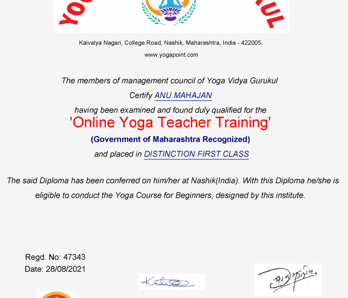 Yoga Certificate